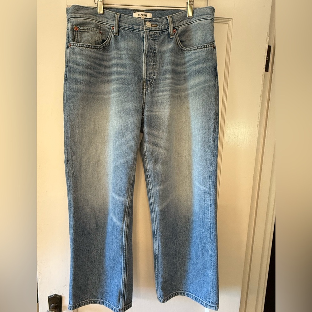 Re/Done Blue Flare Wide Leg Jeans Timeless Style